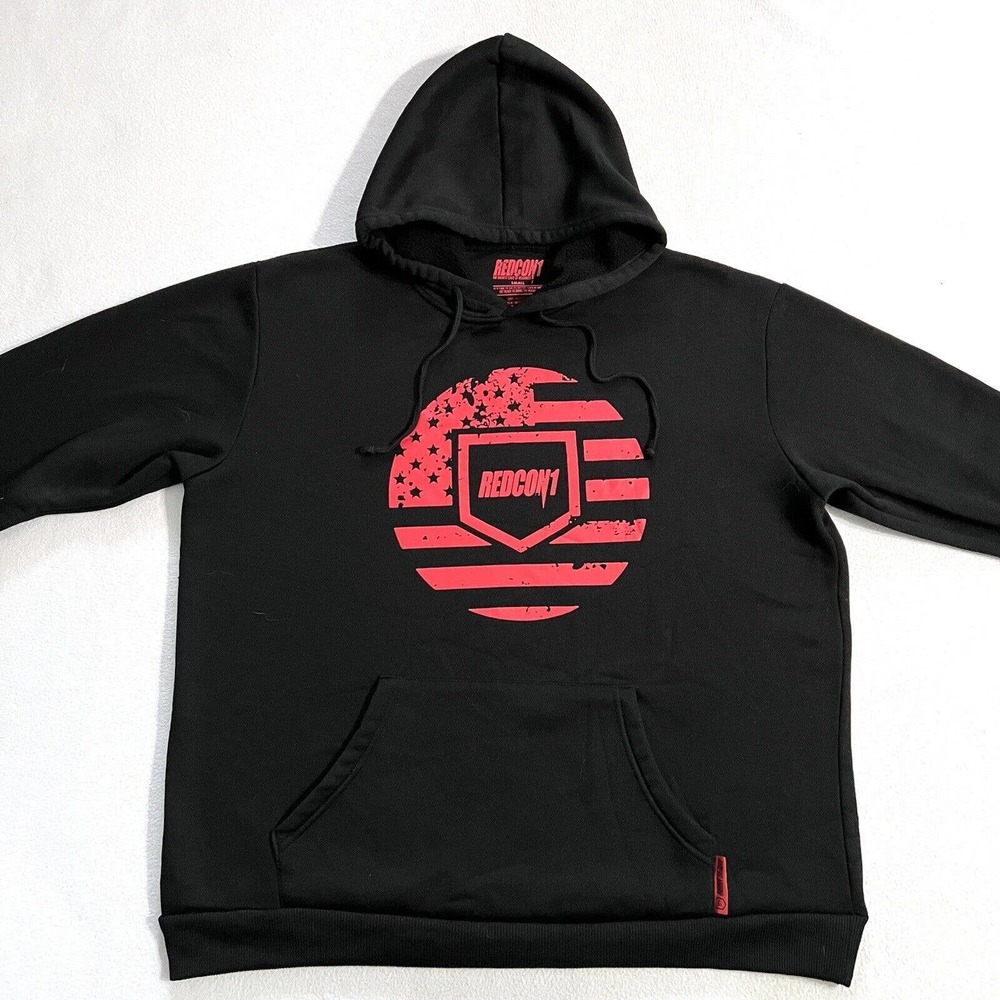 REDCON1 Men Black Red Graphic Highest State of Readiness Pullover Hoodie Shirt S - Picture 2 of 7